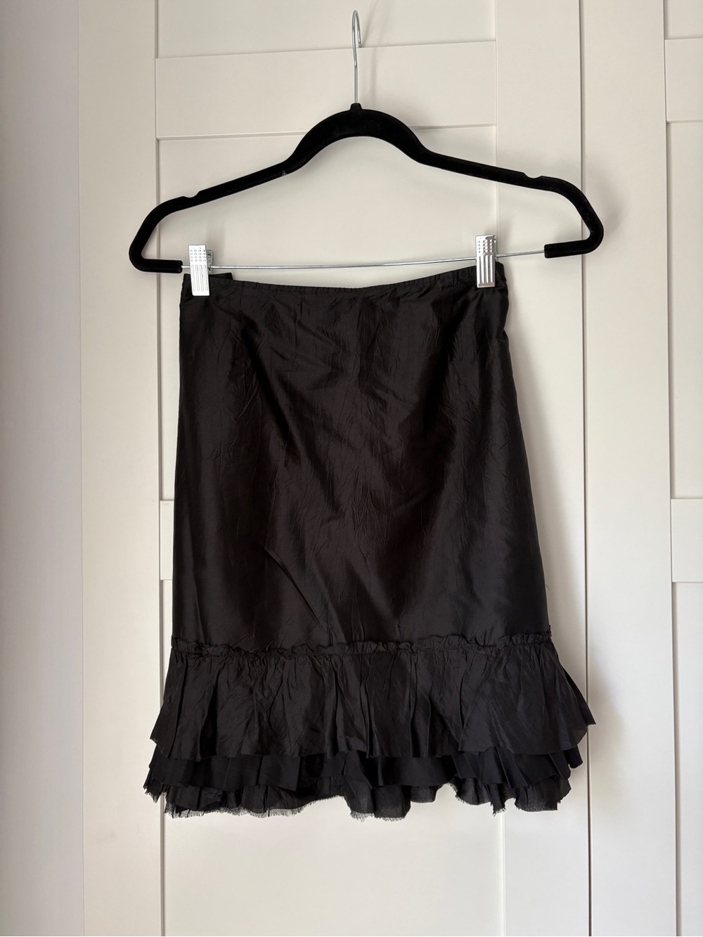 Eileen Fisher Black Tiered Ruffle Mini Skirt